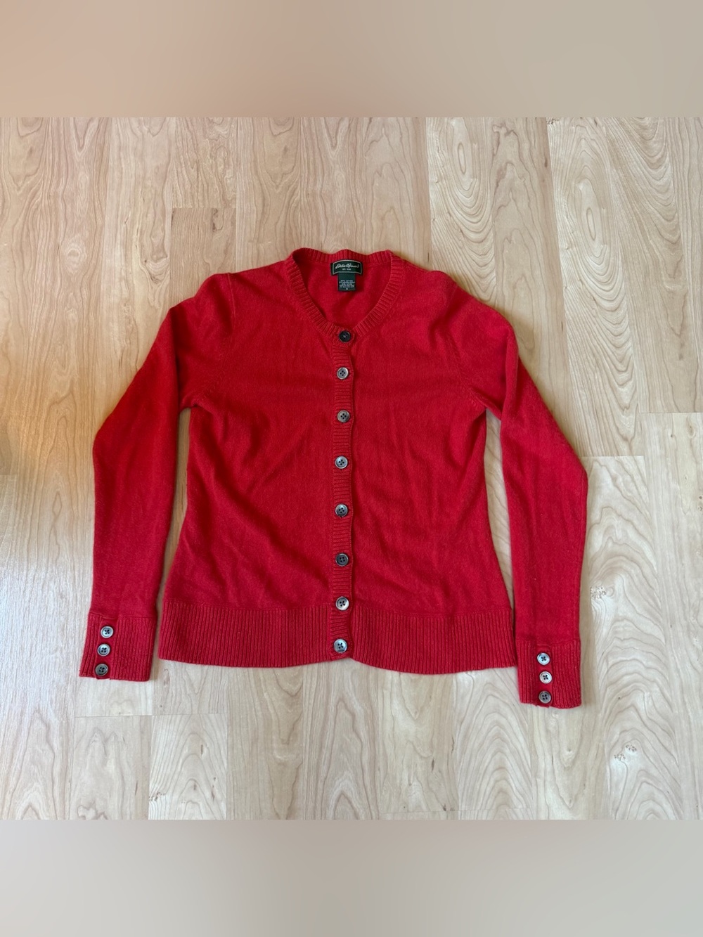 Eddie Bauer Vintage Red Button-Front V-Neck Cardigan